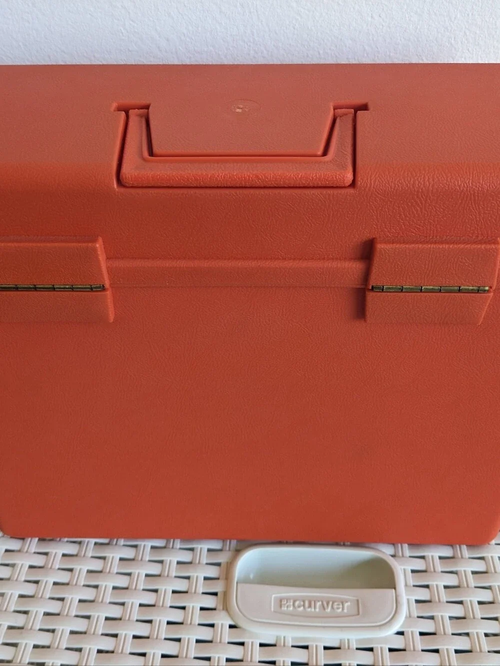 Vintage Sterling Letter File Orange Plastic Storage Box Mid Century Organizer